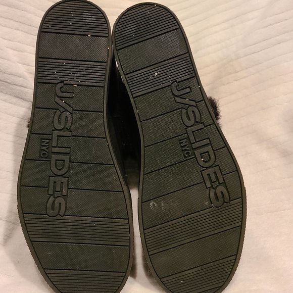 J/Slides Furry Black Wedge Booties - Picture 9 of 11